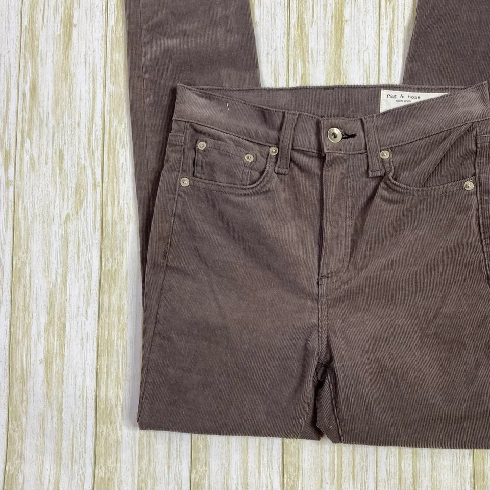 Rag & Bone High Rise Skinny Gray Nickel Corduroy Denim Jeans